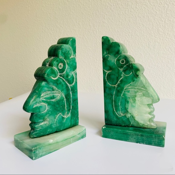 Vintage Other - 1960s Natural Green Onyx Bookends